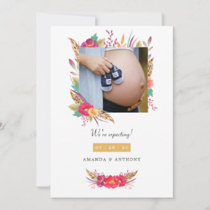 Floral Safari Photo Pregnancy Announcement