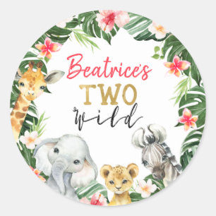 Floral Safari Two Wild Birthday Sticker