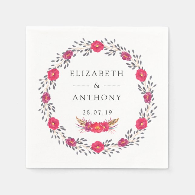 Floral Safari Wedding Napkin (Front)