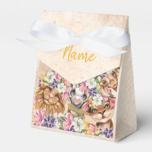Floral Safari wild one baby shower gold Favour Box