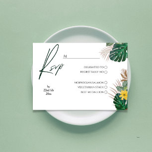 Floral Sage Green and White Modern Calligraphy  RSVP Card