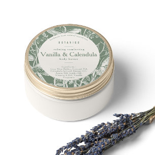 Floral Sage Green Botanical Ingredients Product Classic Round Sticker