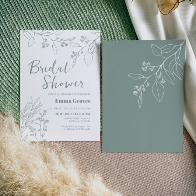 Floral Sage Green Bridal Shower Invitation (Creator Uploaded)