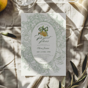 Floral Sage Green Perfect Pair Pear Bridal Shower Invitation