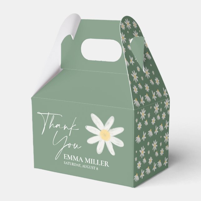 Floral Sage Green Thank You Favour Box (Front Side)