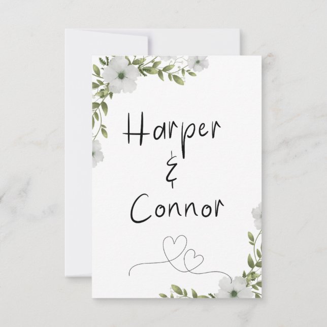 Floral Sage wedding invitation, Botanical wedding  Invitation (Back)