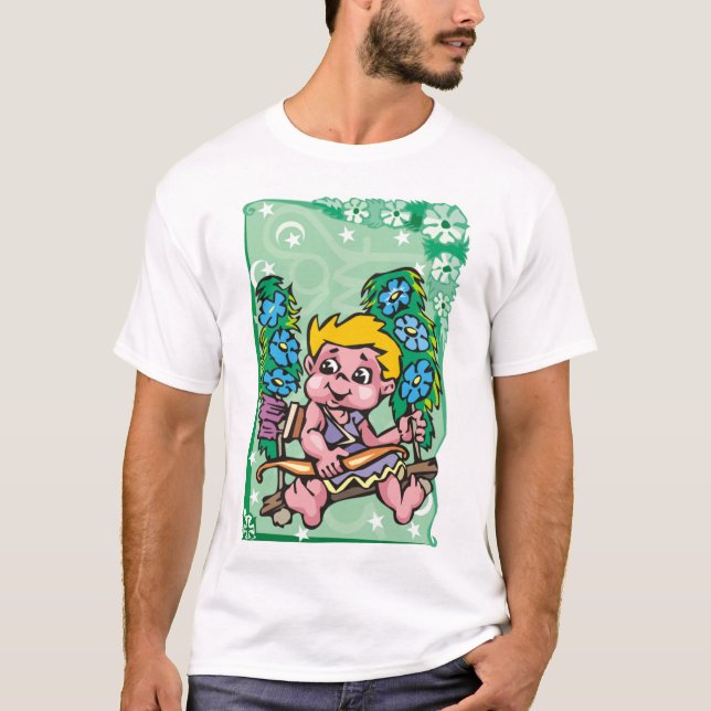Floral Sagittarius Archer child, blue flowers T-Shirt (Front)