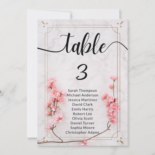 Floral Sakura Cherry Blossom Wedding seating chart Invitation (Front)