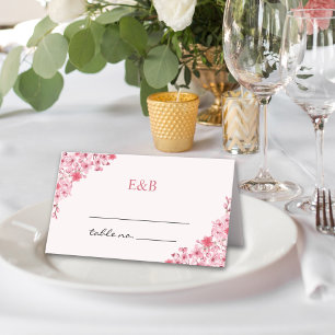 Floral Sakura Wedding – Blush and Cherry  Place Card