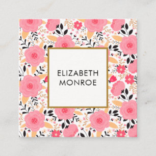 Floral Salon Hair Stylist Makeup Spa Square Business Card