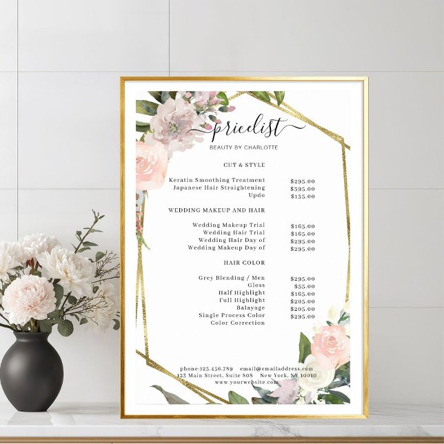 Floral Salon Price List Poster (Floral Salon Price List Poster)