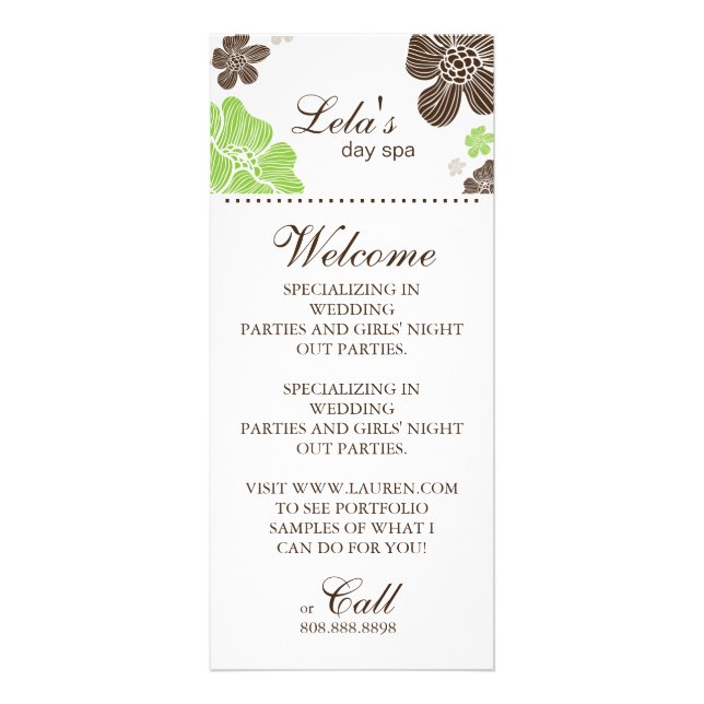 Floral Salon Spa Cards Tropical flower lime green (Front)