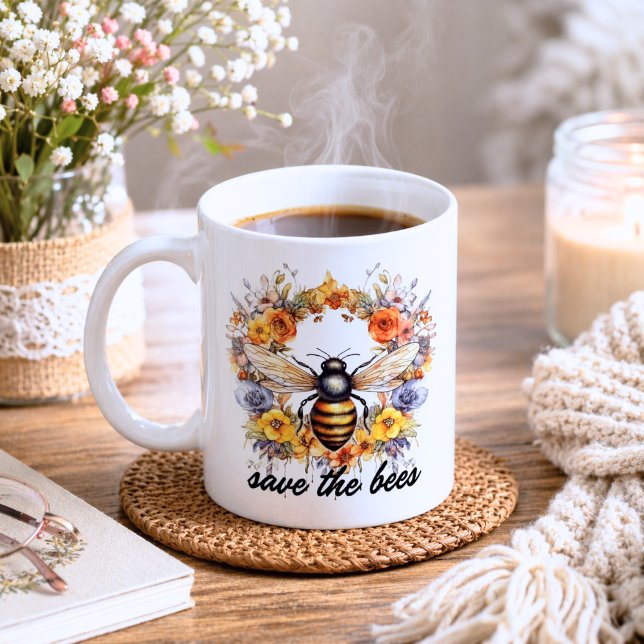 Floral Save the Bees Coffee Mug (Creator Uploaded)
