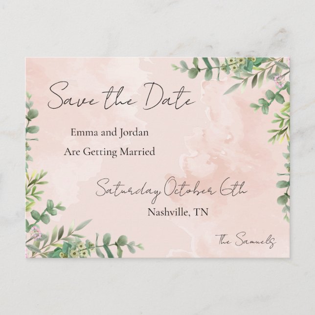Floral Save The Date Card (Front)