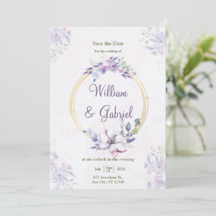 Floral Save The Date Card, Wedding Invitation Card