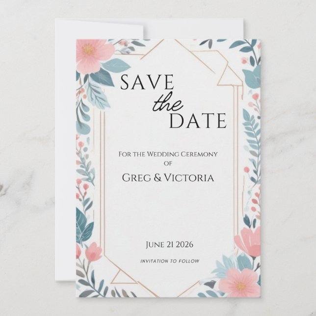 Floral Save the Date Invitation (Front)