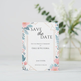 Floral Save the Date Postcard