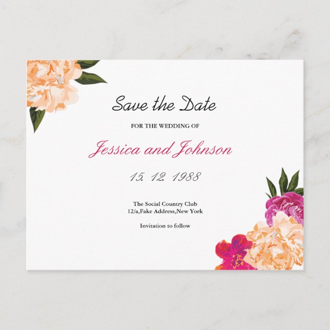 Floral Save the Date PostCard (Front)