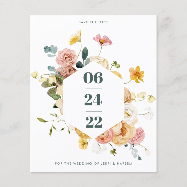 Floral Save the Date Postcard (Front)