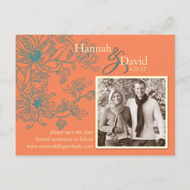 Floral Save the Date Postcard (Front)