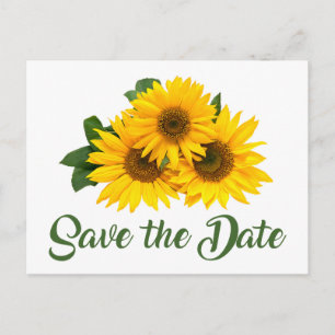Floral Save The Date Yellow Sunflower Engagement Postcard
