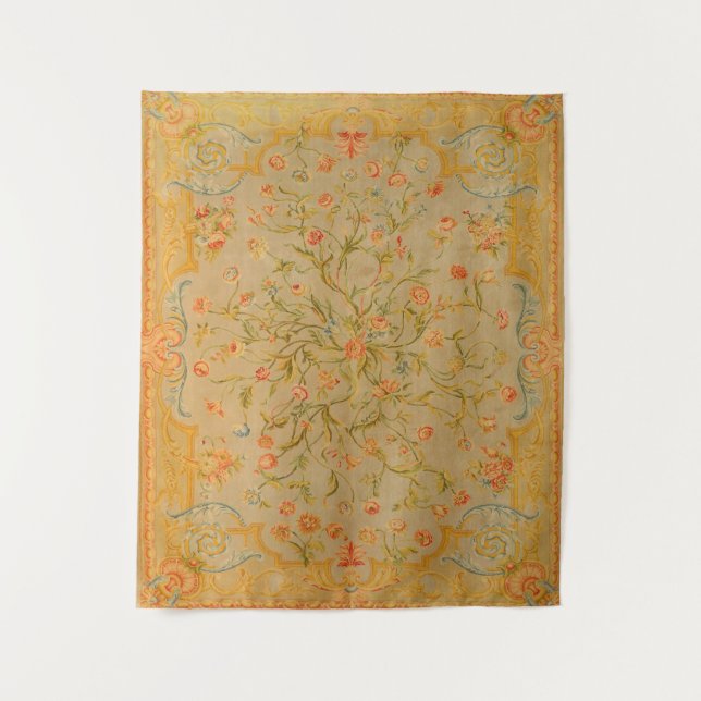 Floral Savonnerie Rose Tulip Greenery  Tapestry (Front)