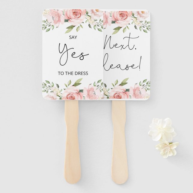 Floral say yes to the dress cards hand fan (Front and Back)