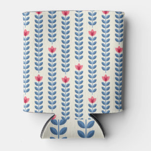 Floral Scandinavian Geometric Retro Wallpaper Can Cooler
