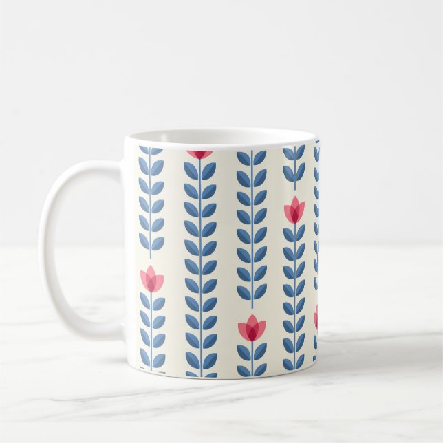 Floral Scandinavian Geometric Retro Wallpaper Coffee Mug (Left)