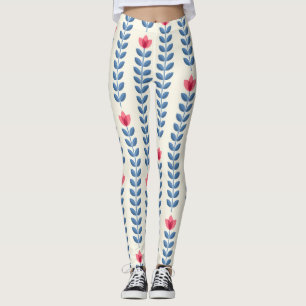 Floral Scandinavian Geometric Retro Wallpaper Leggings