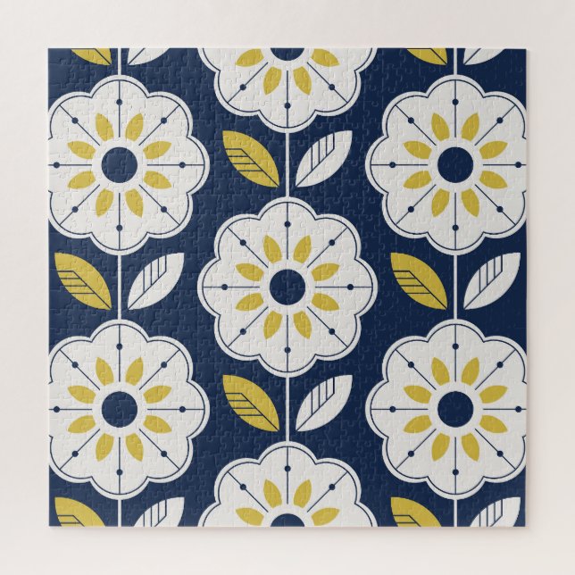 Floral Scandinavian Style Seamless Pattern Jigsaw Puzzle (Vertical)