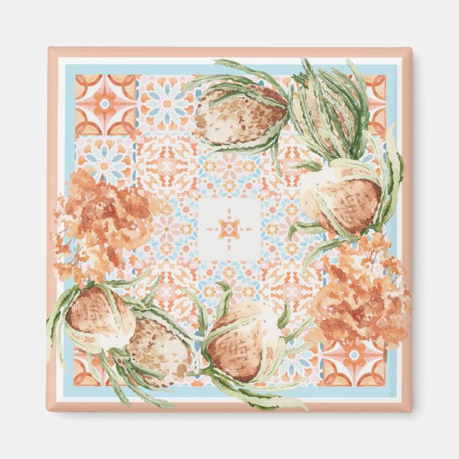 Floral scarf design magnet (Front)