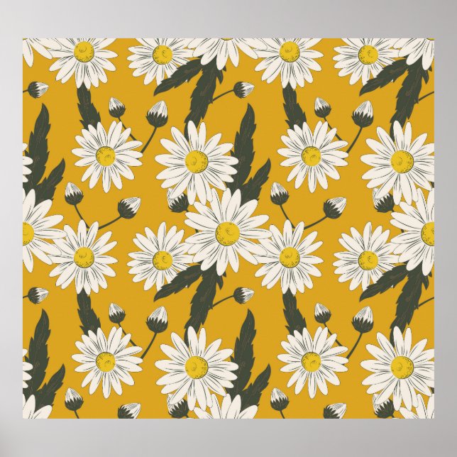 Floral scarf design, vintage background. poster (Front)