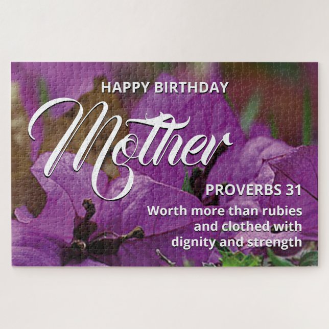 Floral Scene HAPPY BIRTHDAY MOTHER 20"x30" Custom Jigsaw Puzzle (Horizontal)