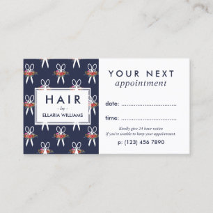 Floral Scissors Pattern Hair Stylist Appointment Card