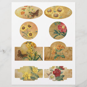 Floral Scrapbook Embellishment Labels