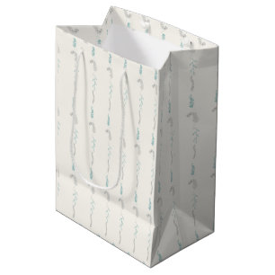 Floral scribbles on broken white medium gift bag