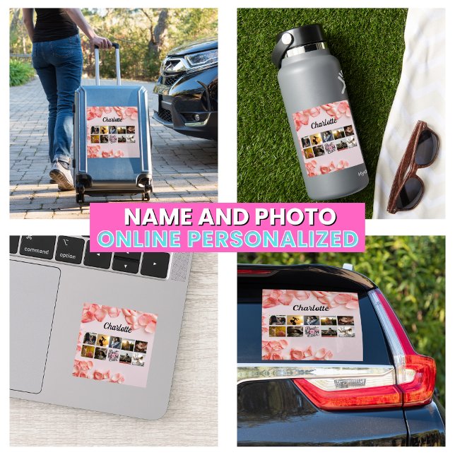 Floral Script Best Mum Ever Mother's Photo Collage (Floral Script Best Mom Ever Mother's Photo Collage Sticker
)