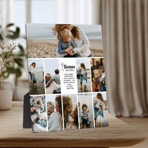 Floral Script Bonus Mama Custom Photo Collage Plaque