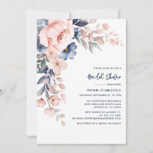 Floral Script Botanical Bridal Shower Invitation