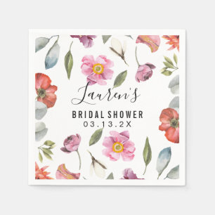 Floral Script Bridal Shower Napkin