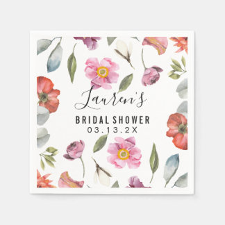 Floral Script Bridal Shower Napkin