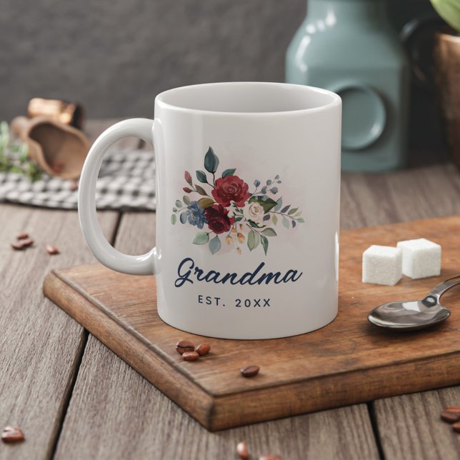 Floral Script Elegant Grandma Custom Coffee Mug (Creator Uploaded)