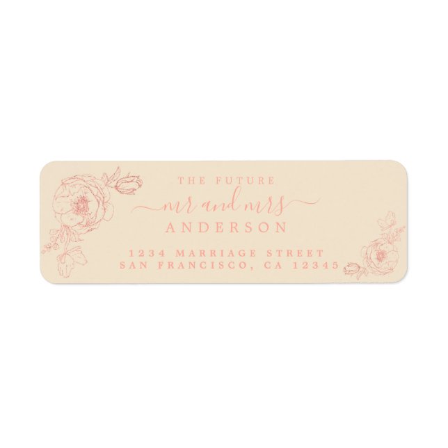 Floral Script Future Mr Mrs Wedding Return Address (Front)