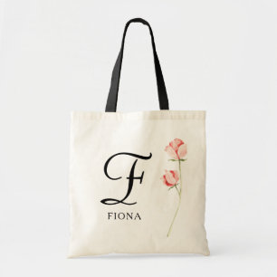 Floral Script Monogram Personalised Bridesmaid Tote Bag