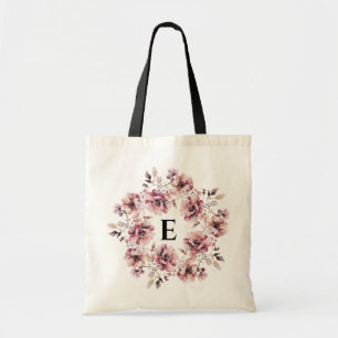 Floral Script Monogram Personalised Bridesmaid Tote Bag