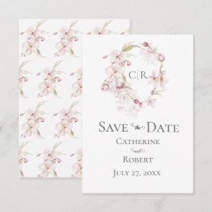 Floral Script Pink Pastel Wedding Save the Date