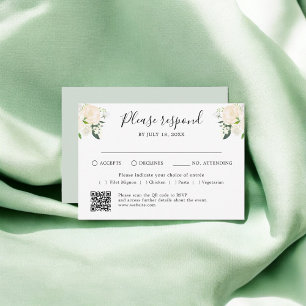 Floral Script Traditional QR Code RSVP Card