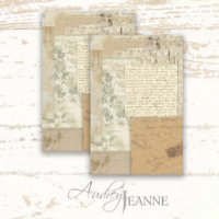 Floral Script Vintage Antique Ephemera Decoupage