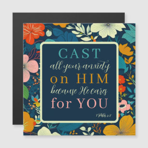 Floral Scripture 1 Peter 5:7 Magnet